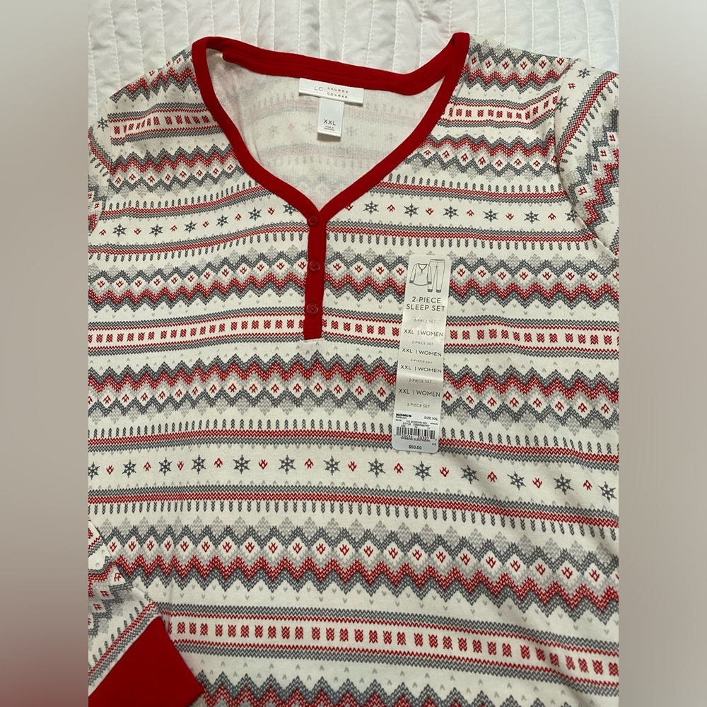 Lauren Conrad Women's  Christmas Holiday pajama XXL red white gray plus size - Picture 2 of 6